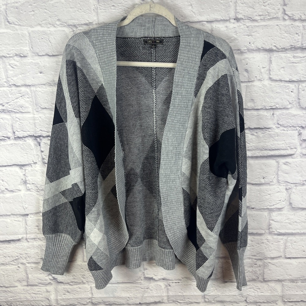 Lety & Me (Stitch Fix) NWOT Preppy Plaid  Casual Open Front Cardigan Large